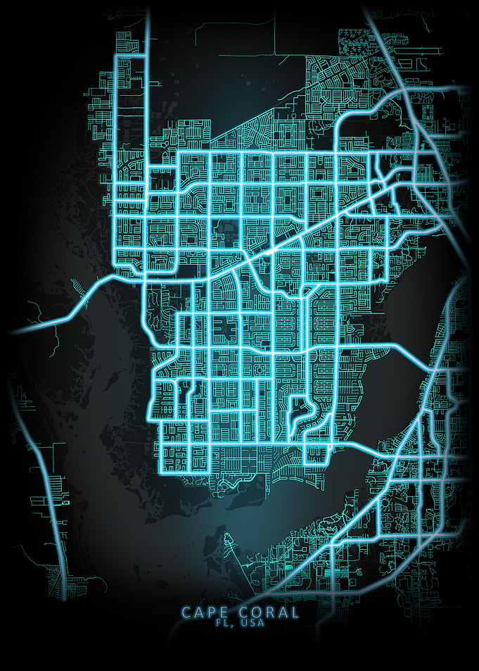 Cape Coral FL USA City Map