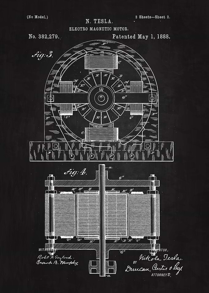 1888 Tesla Motor Patent