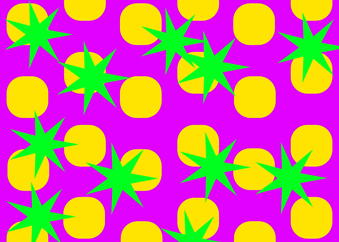 Green Stars on Yellow Dots