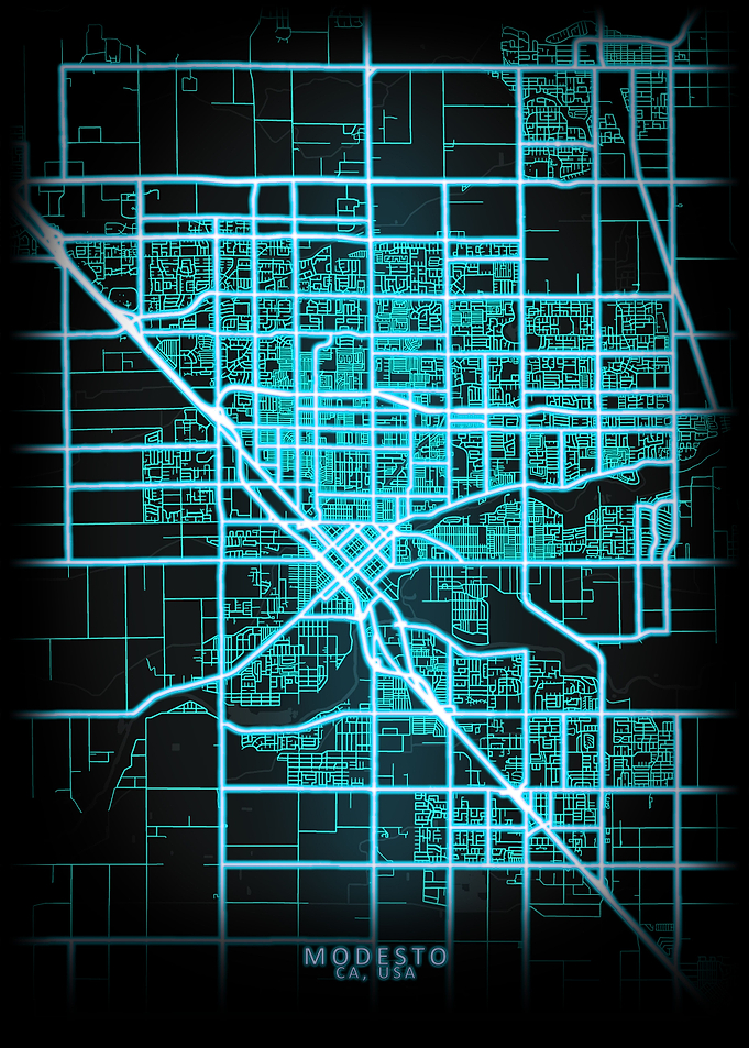 Modesto CA USA City Map