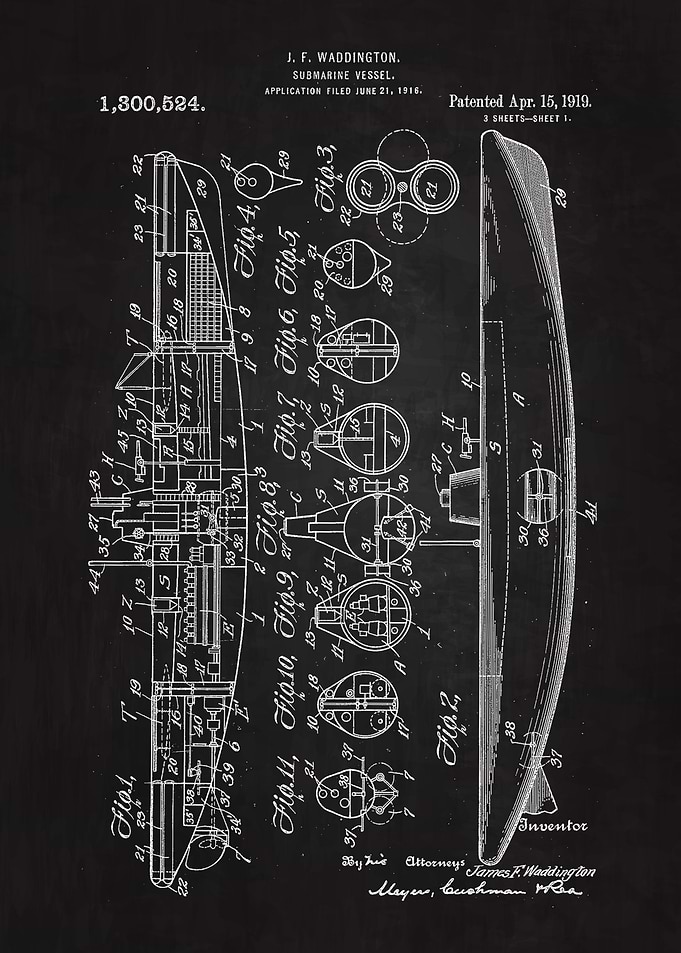 1919 Submarine Vessel Art