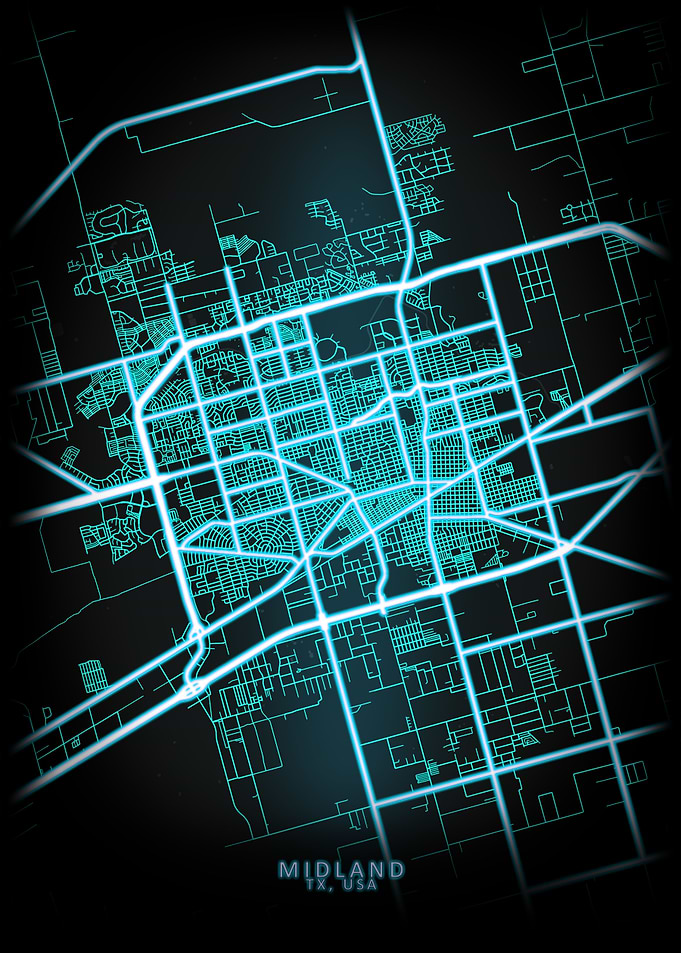 Midland TX USA City Map