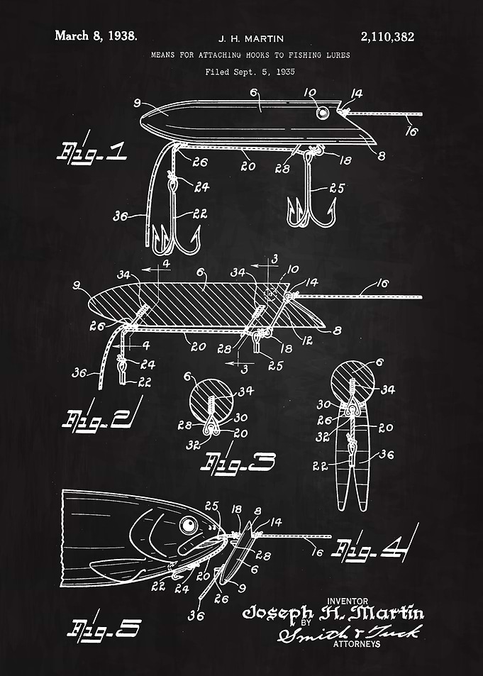 1938 Fishing Hooks Patent