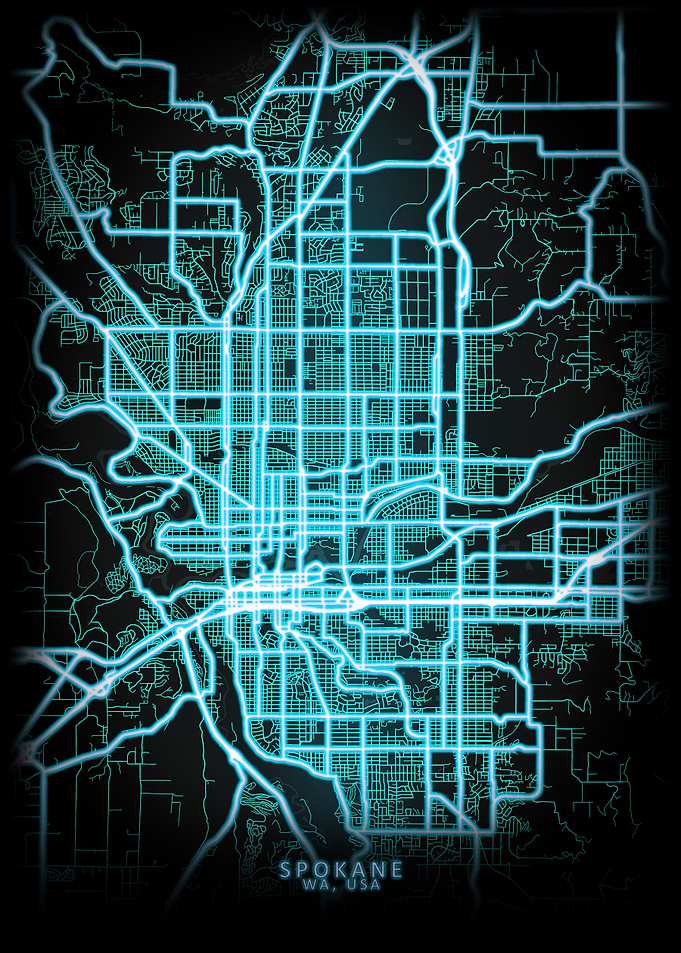 Spokane WA USA City Map