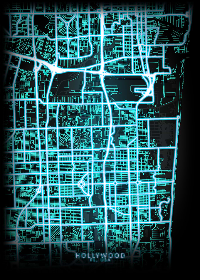 Hollywood FL USA City Map