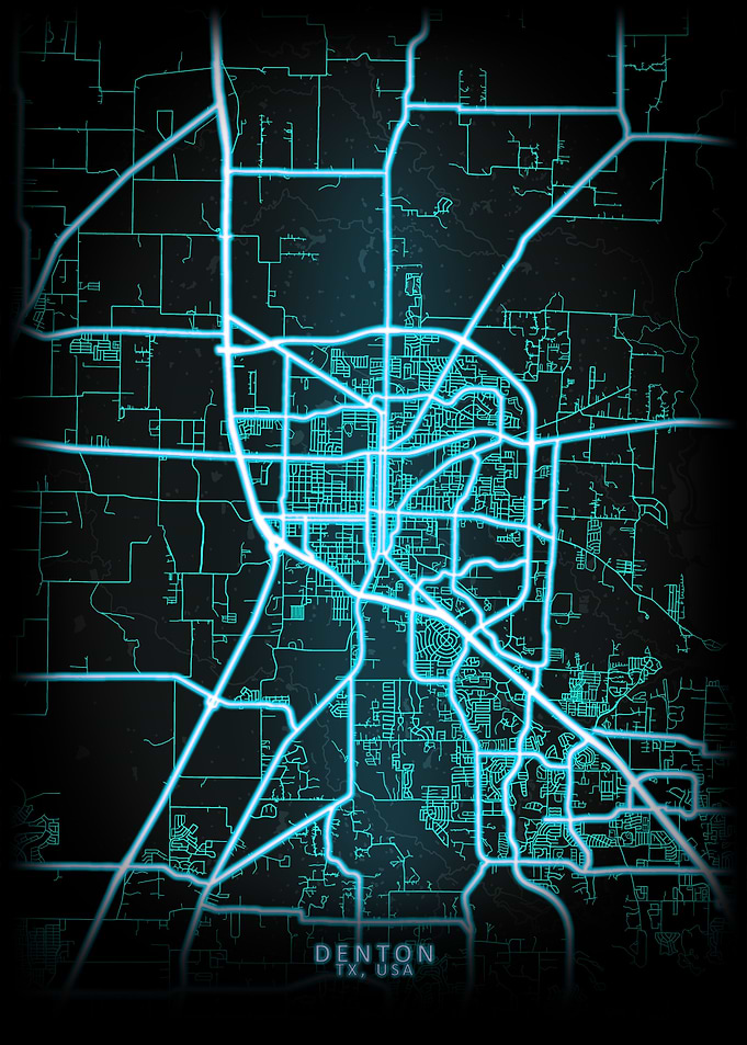 Denton TX USA City Map