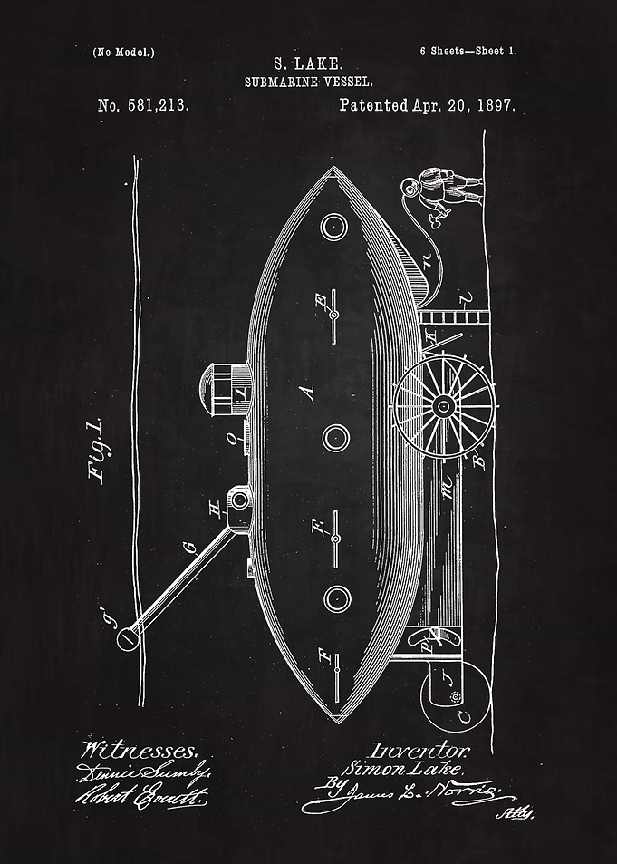 1897 Submarine Vessel Art
