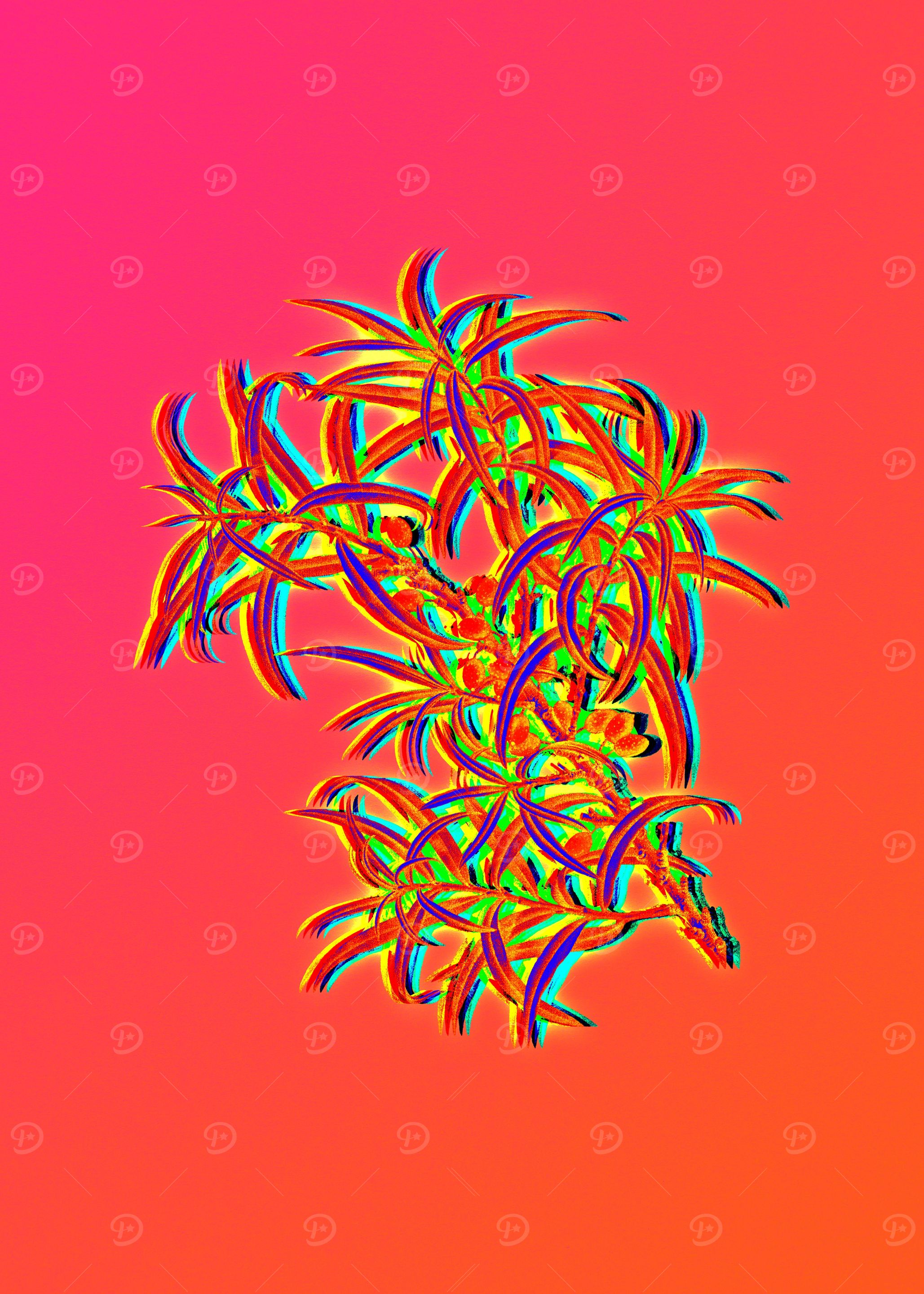 Neon Flower Drawing