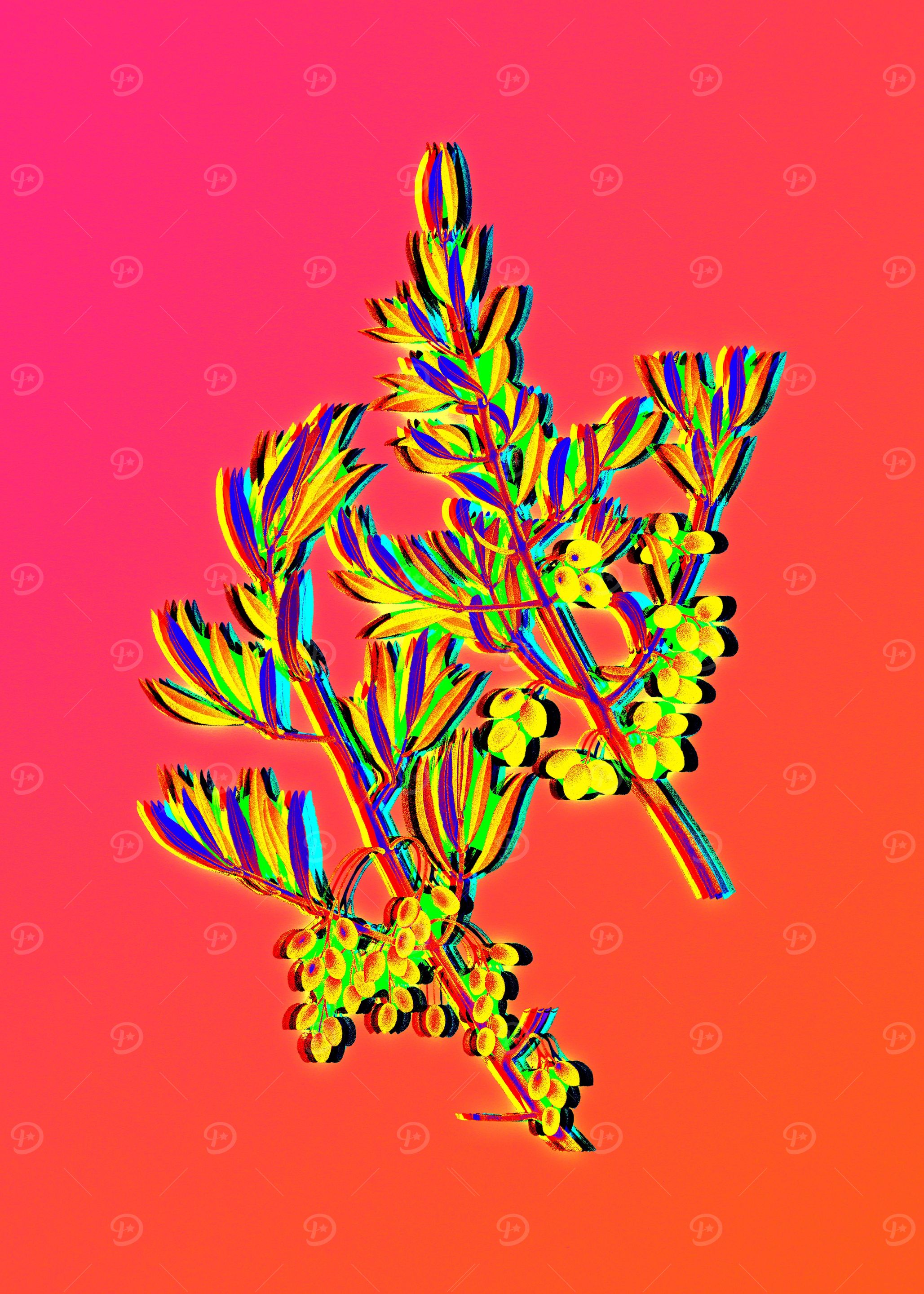 Neon Flower Illustration