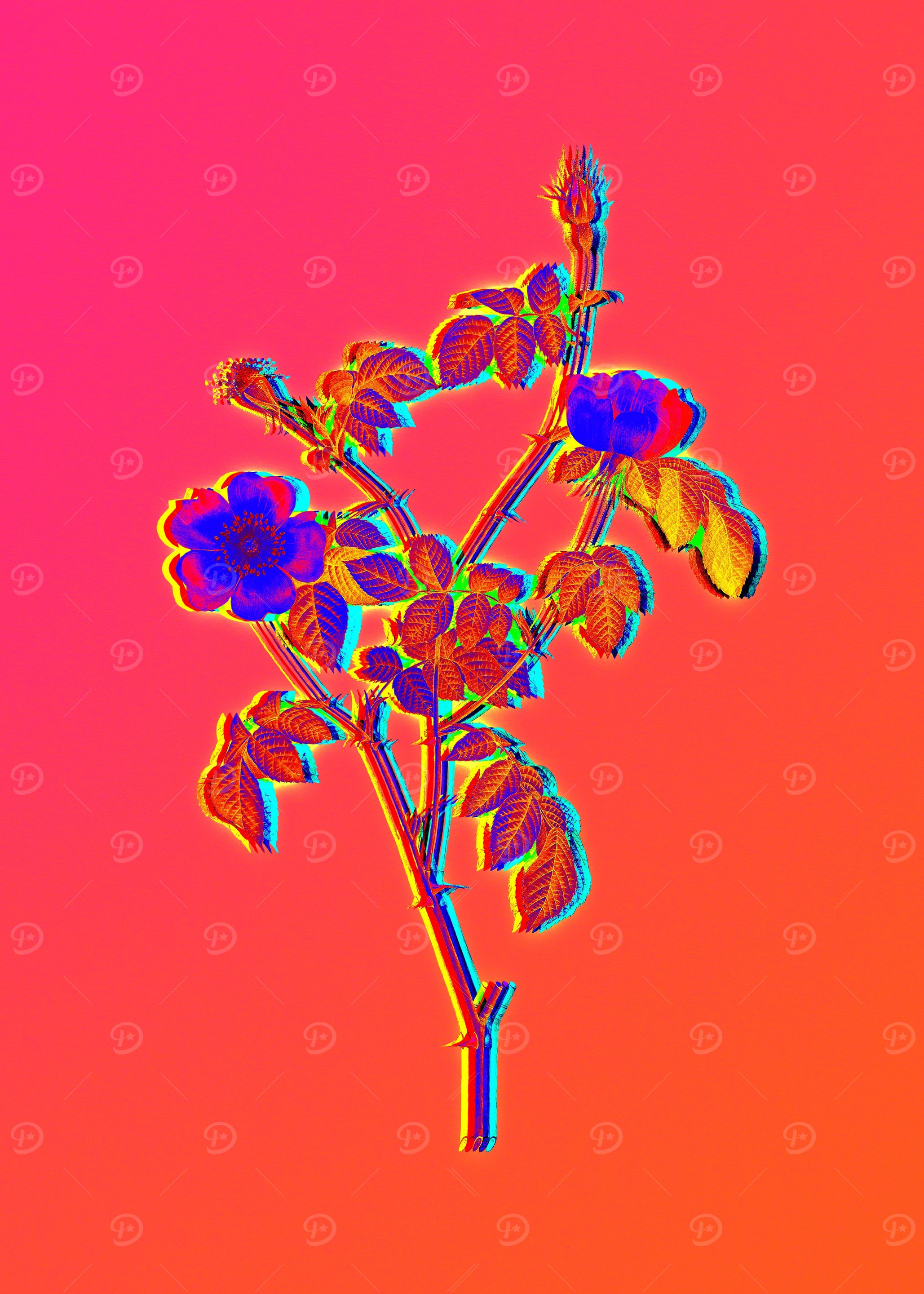 Neon Flower Illustration