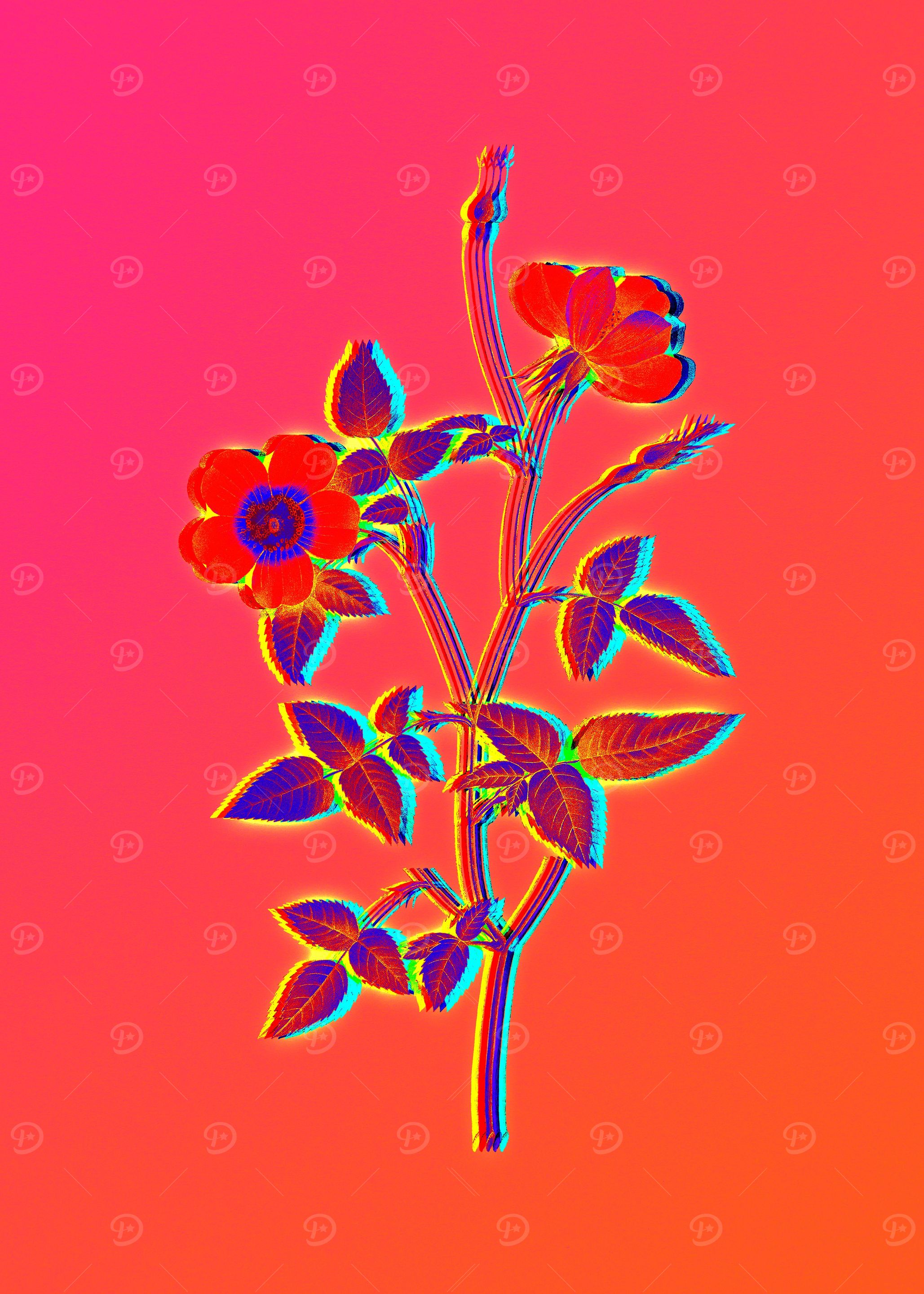 Neon Botanical Drawing