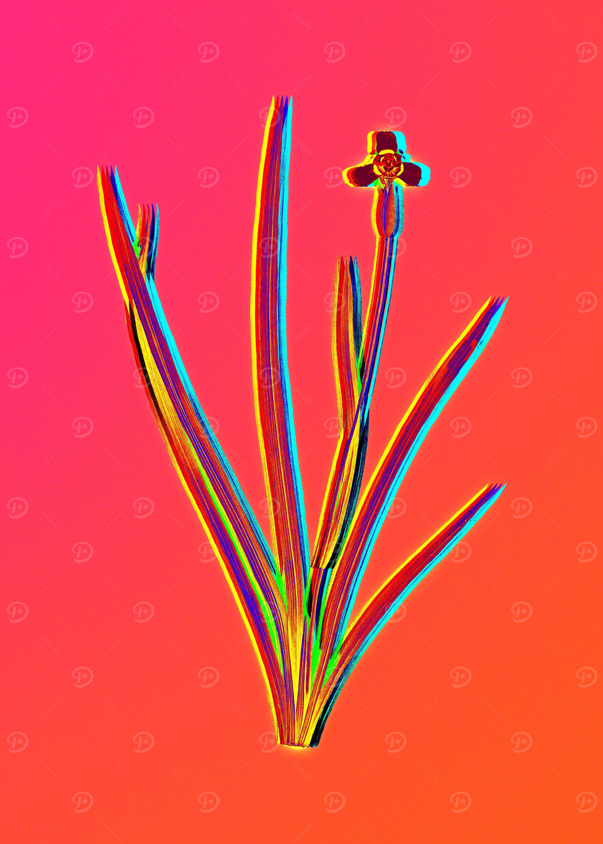 Neon Botanical Drawing