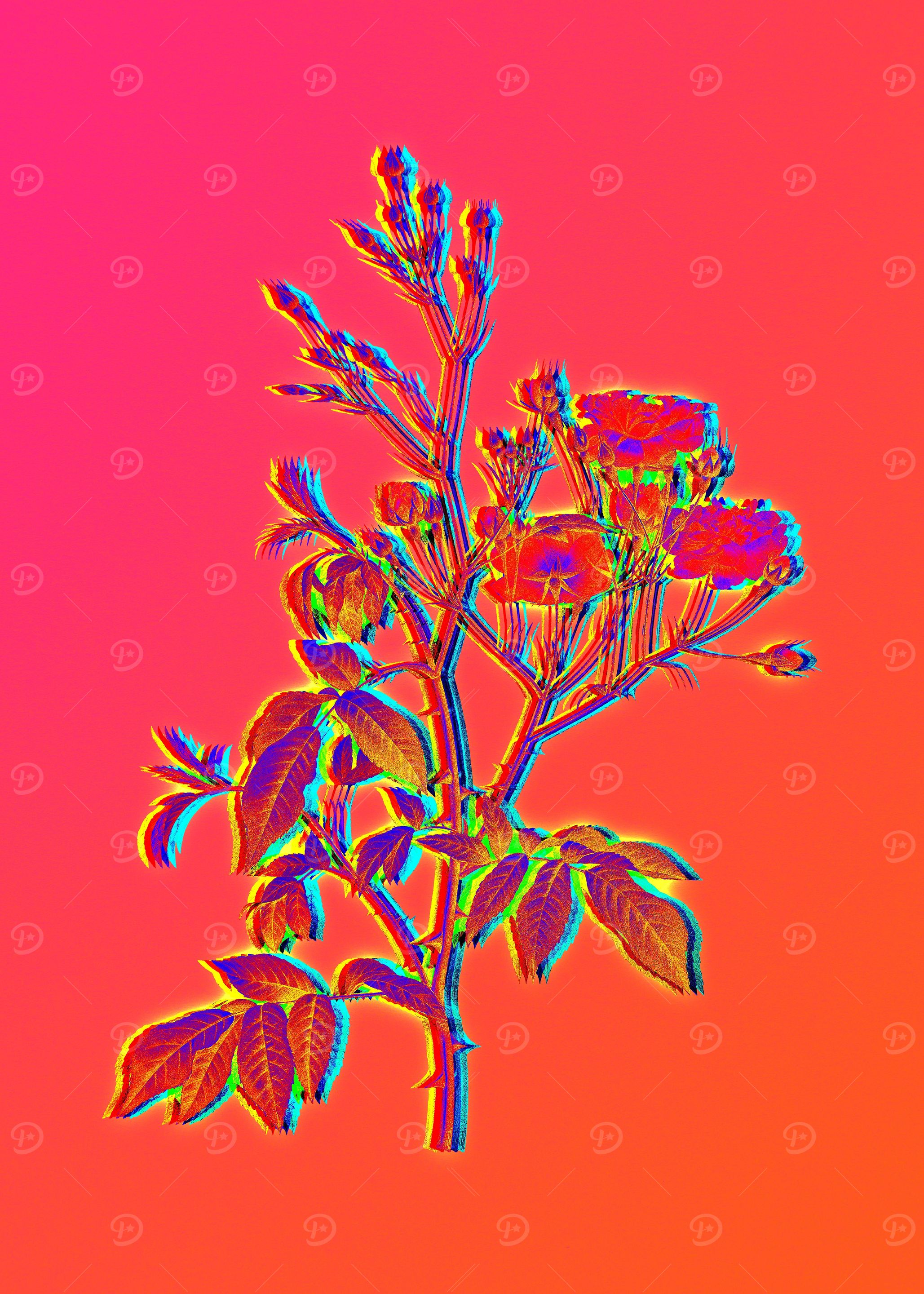 Pink Neon Pop Art Flower
