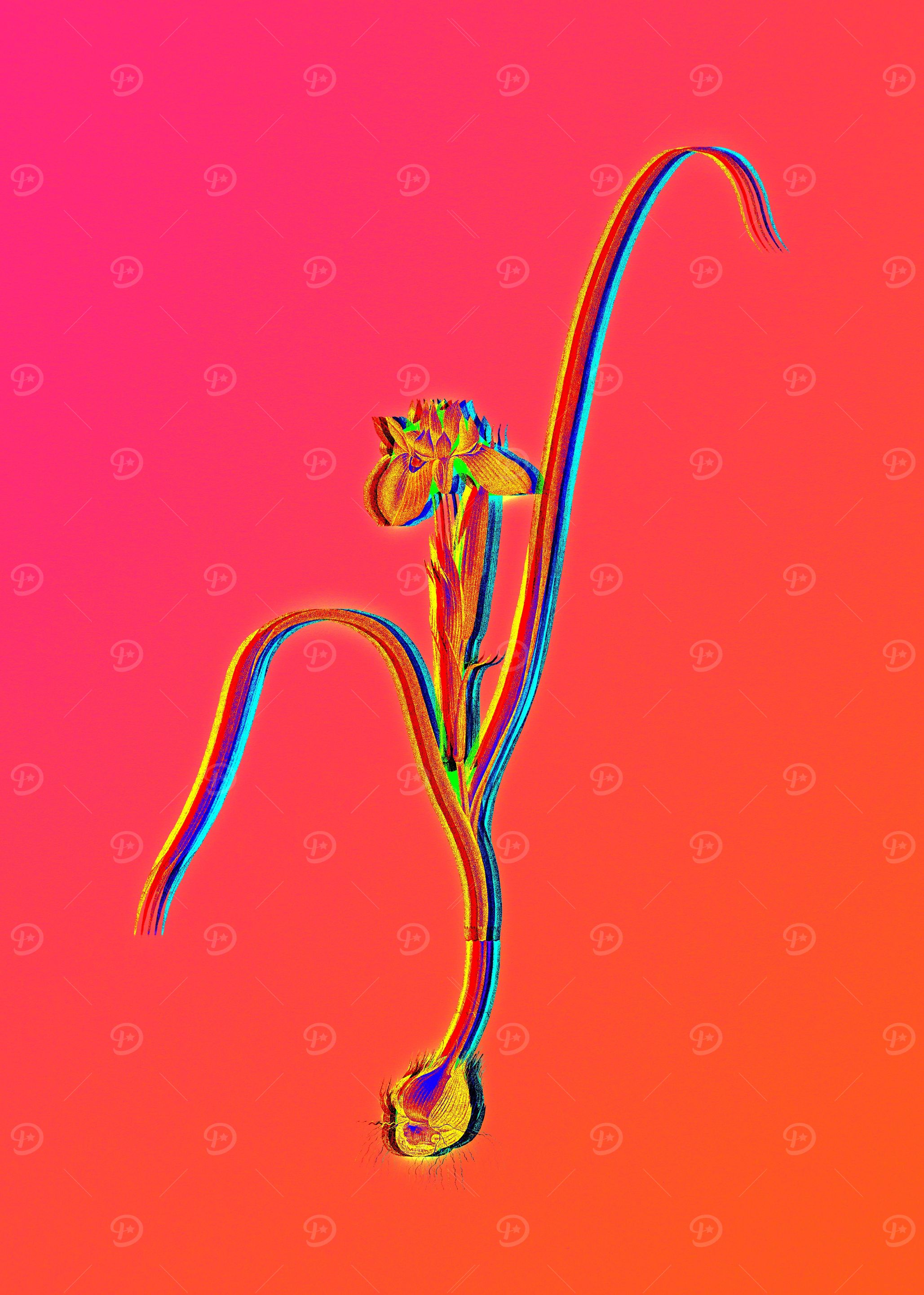 Neon Botanical Drawing