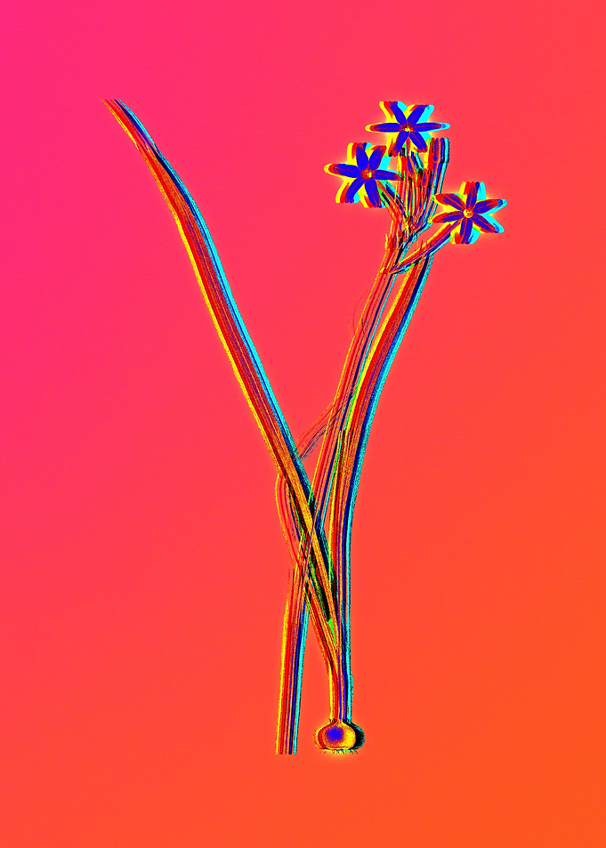 Neon Blue Flower Painting