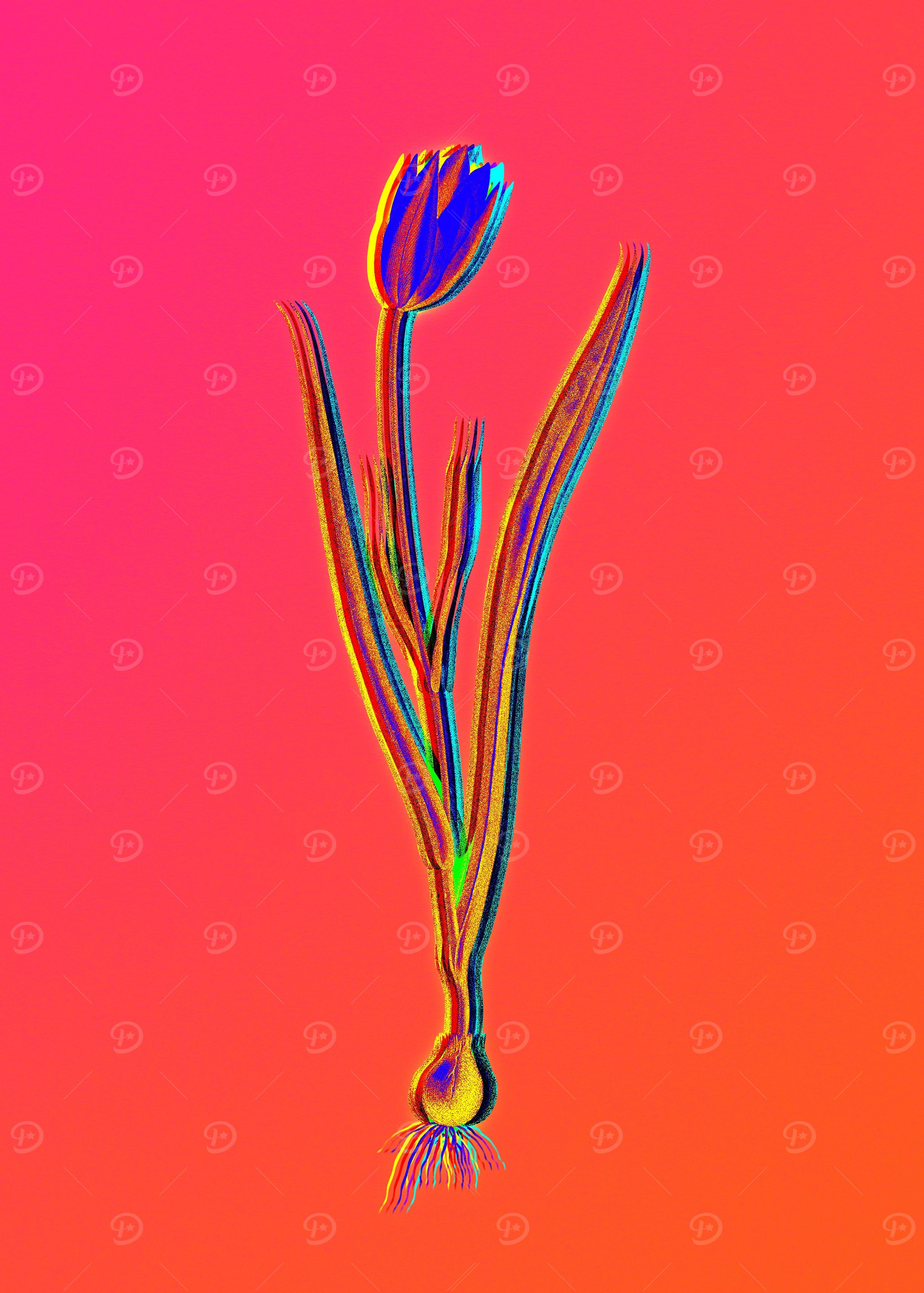 Neon Blue Botanical Pink