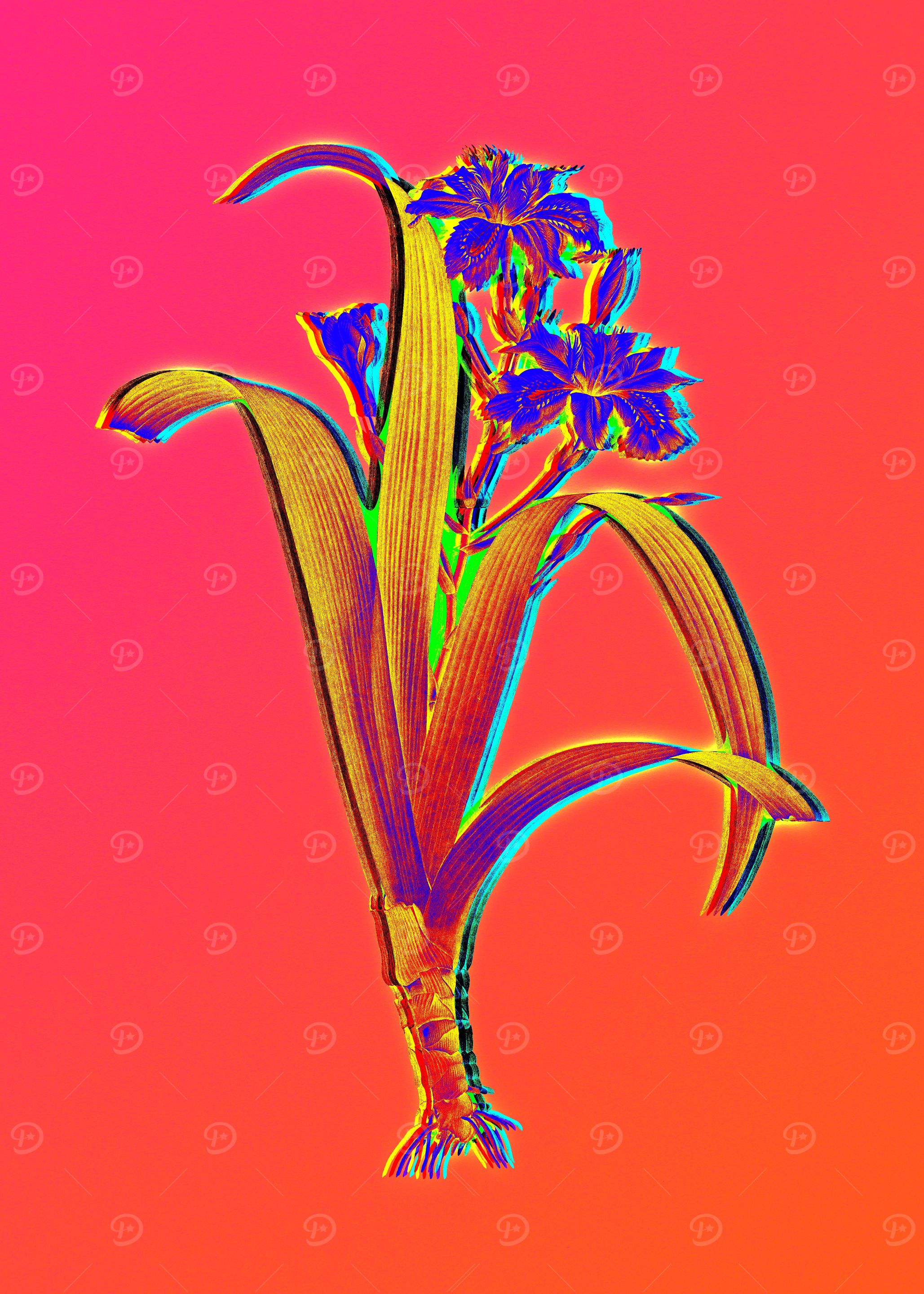 Neon Botanical Drawing