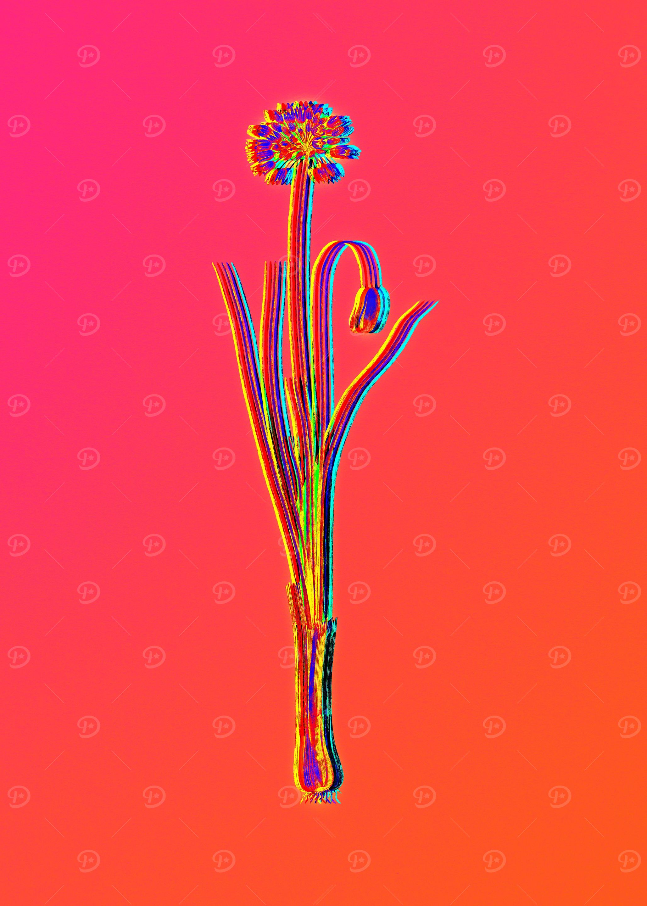 Neon Botanical Drawing