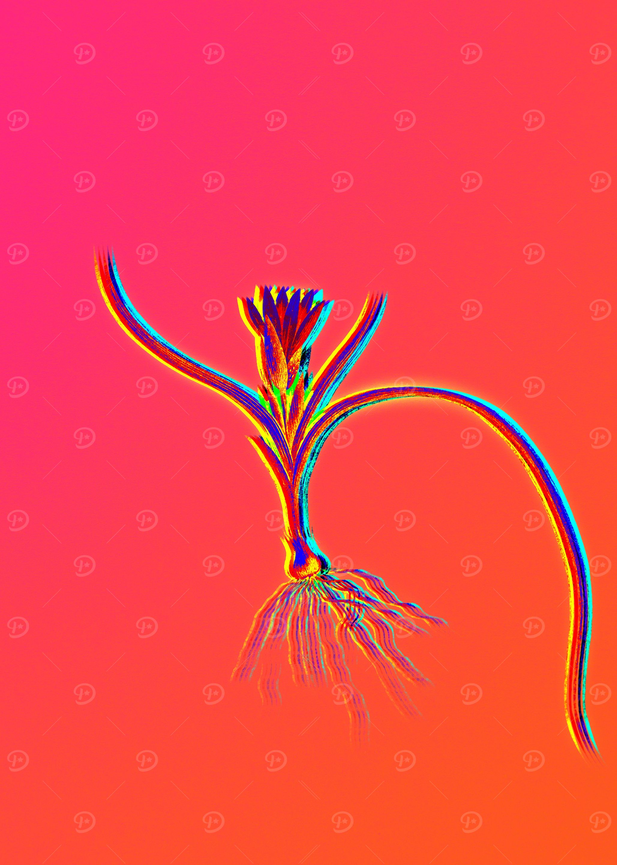 Neon Blue Flower Painting