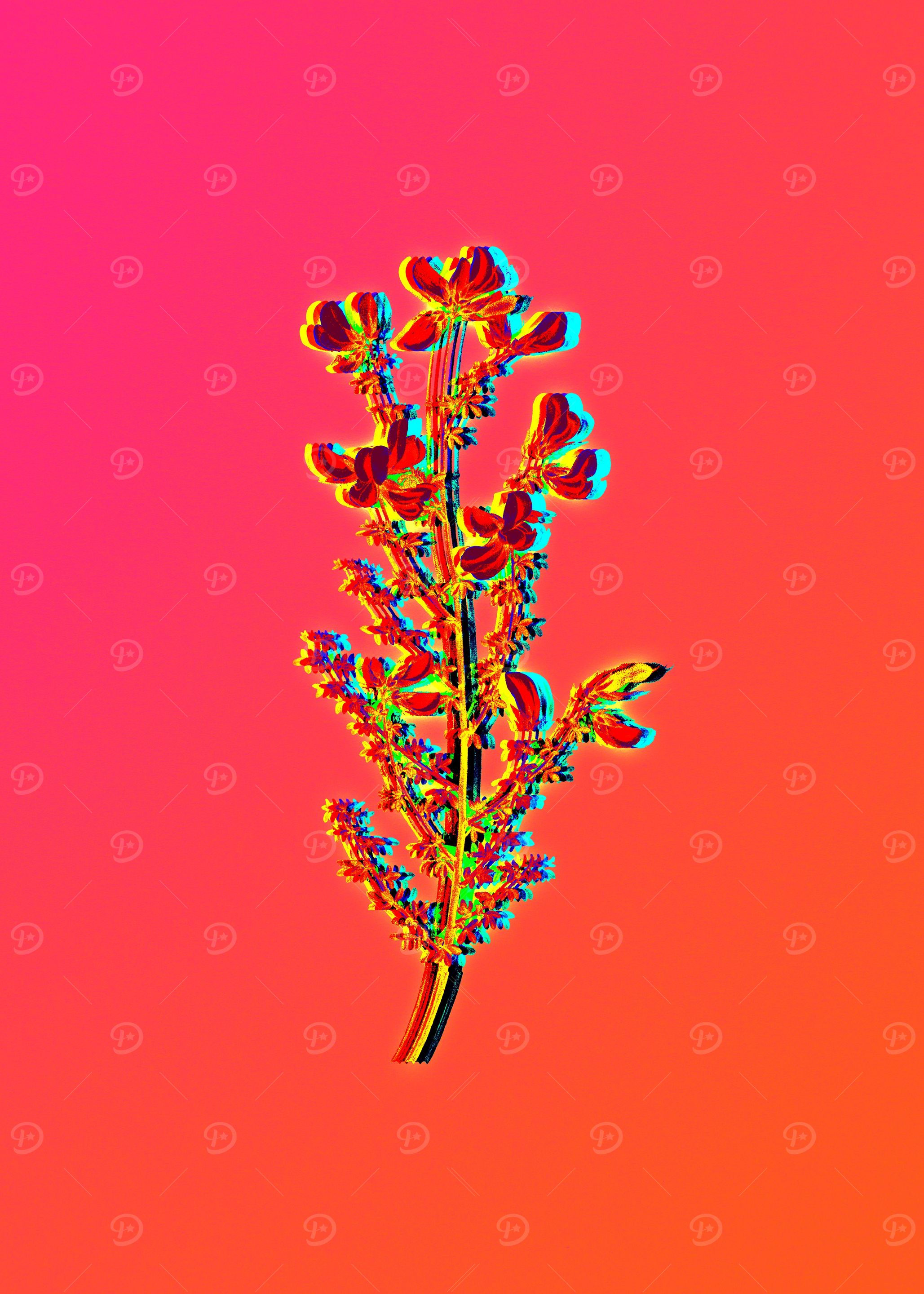 Neon Botanical Drawing