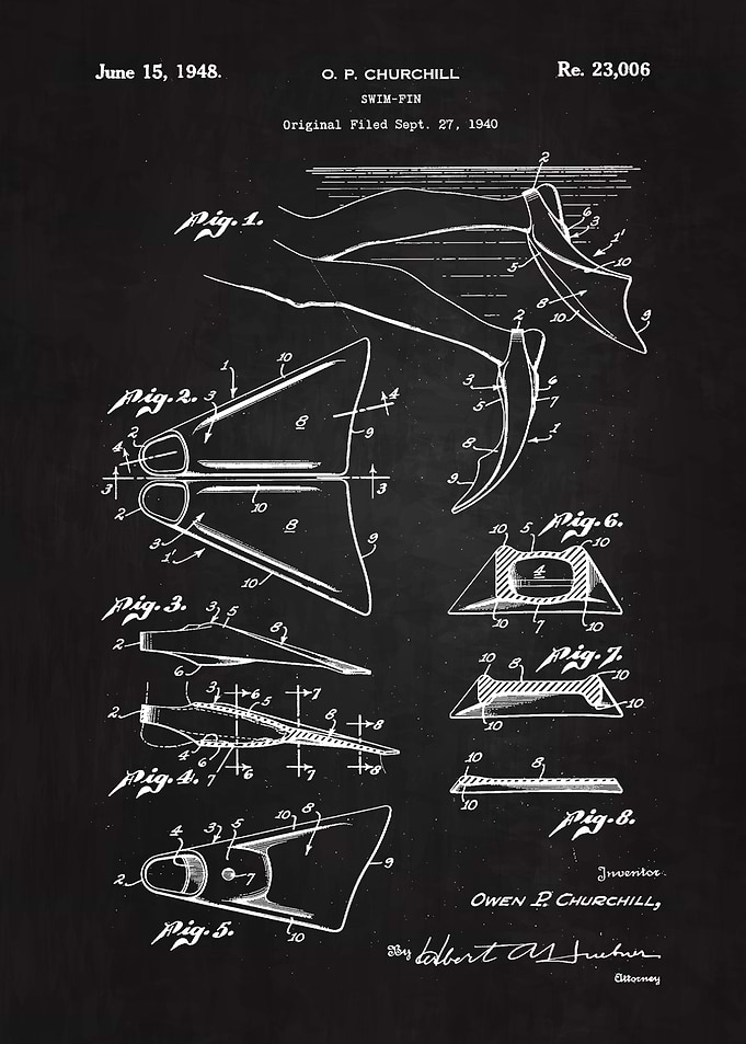 1948 Swim Fin Patent Art