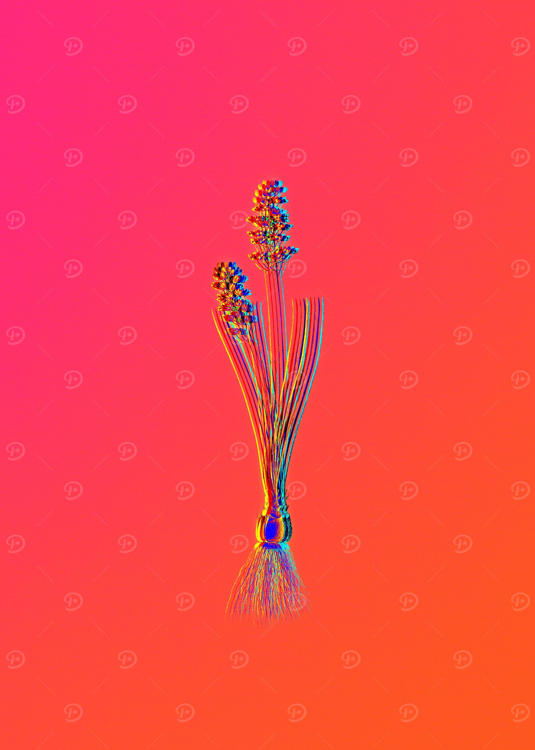 Neon Botanical Drawing