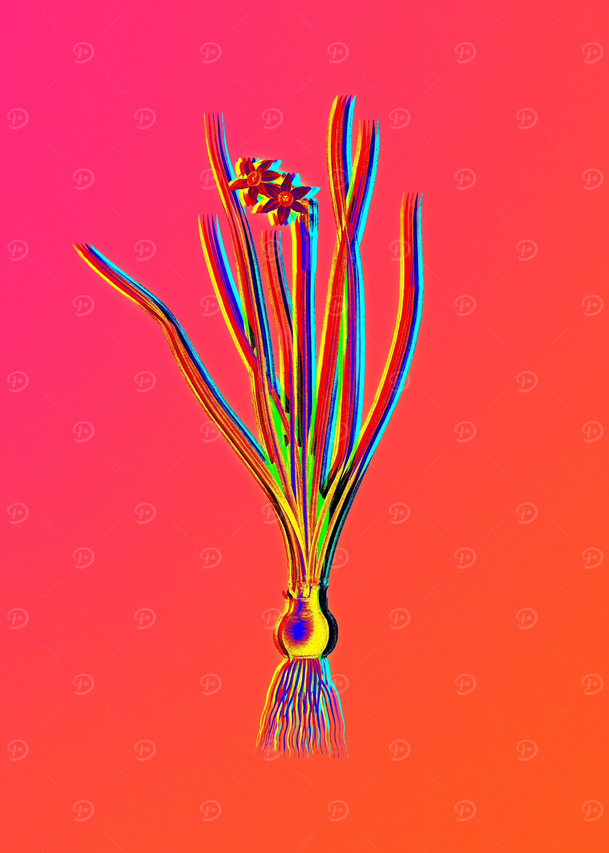 Neon Botanical Painting