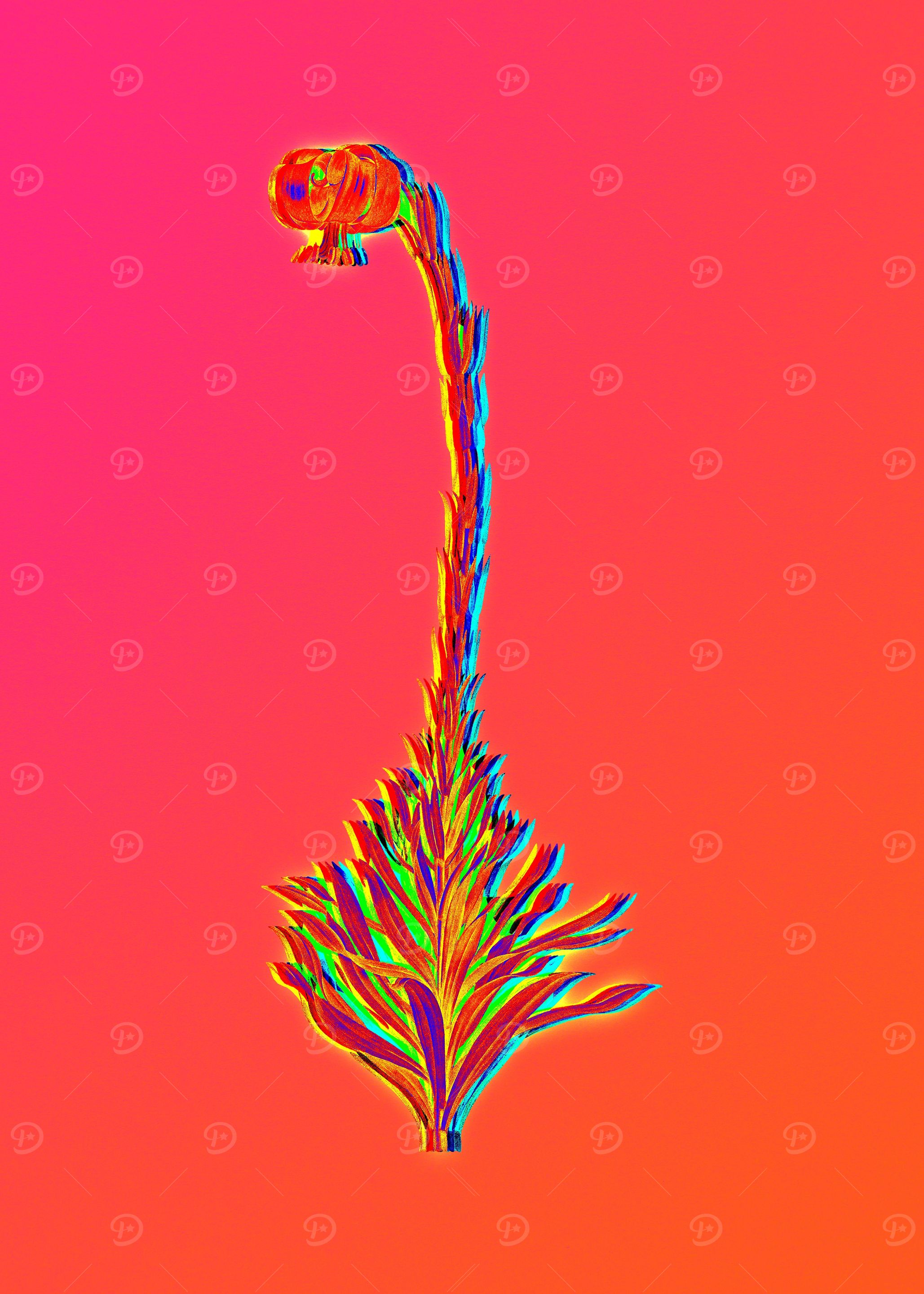 Neon Botanical Painting