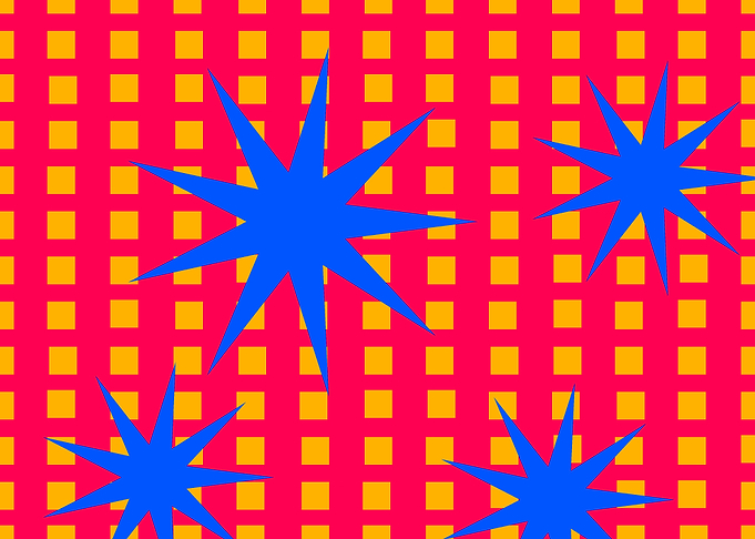 4 Blue Stars on Squares