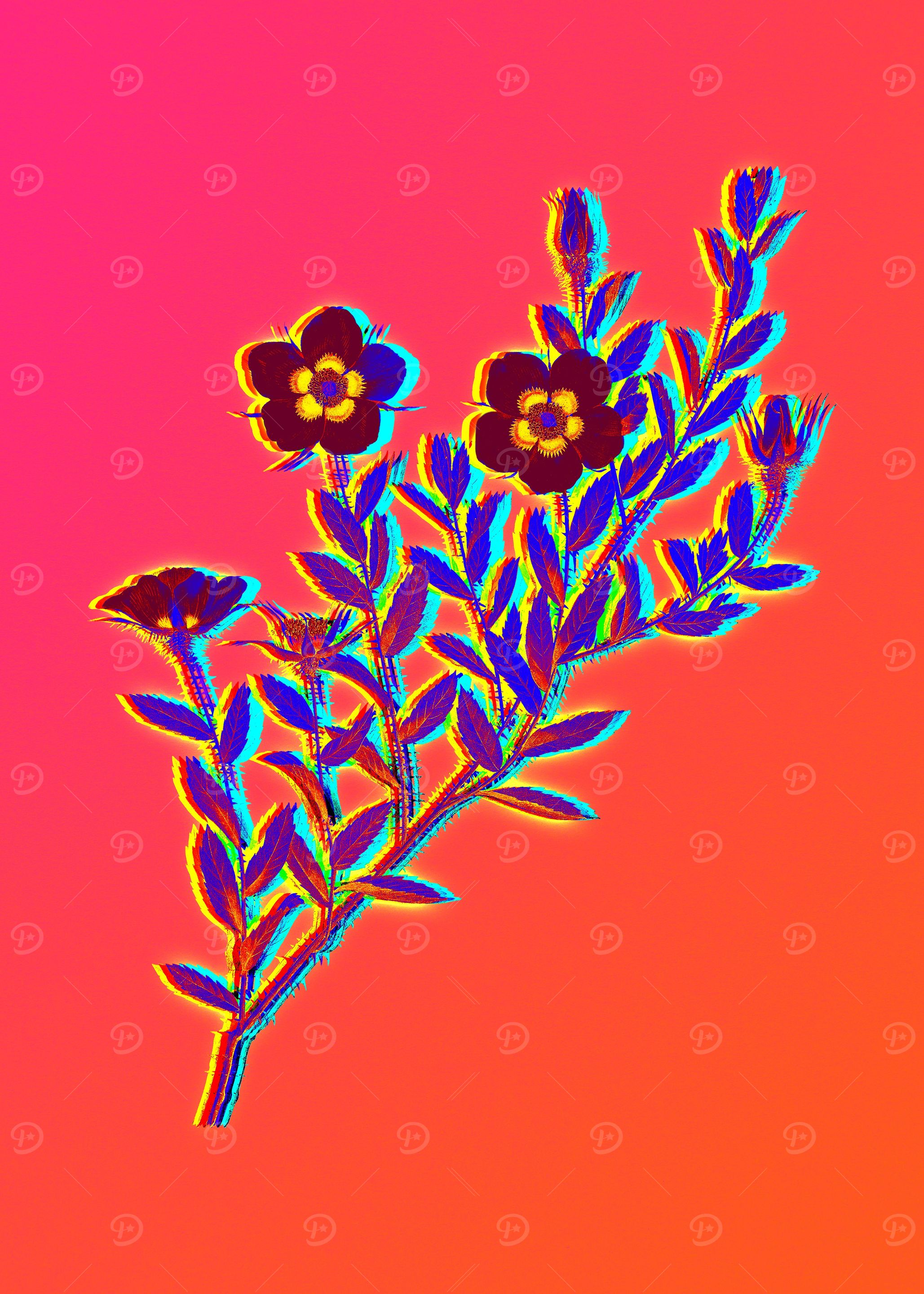 Neon Flora Illustration
