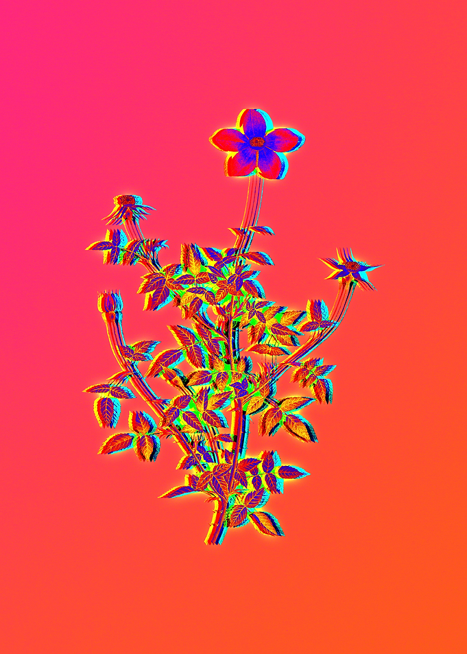 Blue Neon Flower Artwork