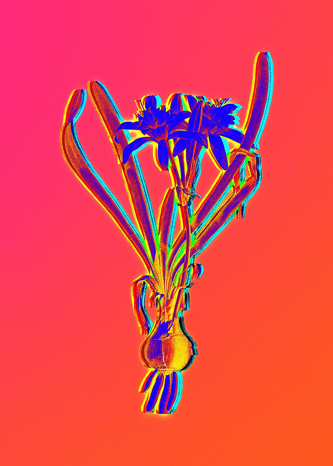 Blue Neon Flower Artwork
