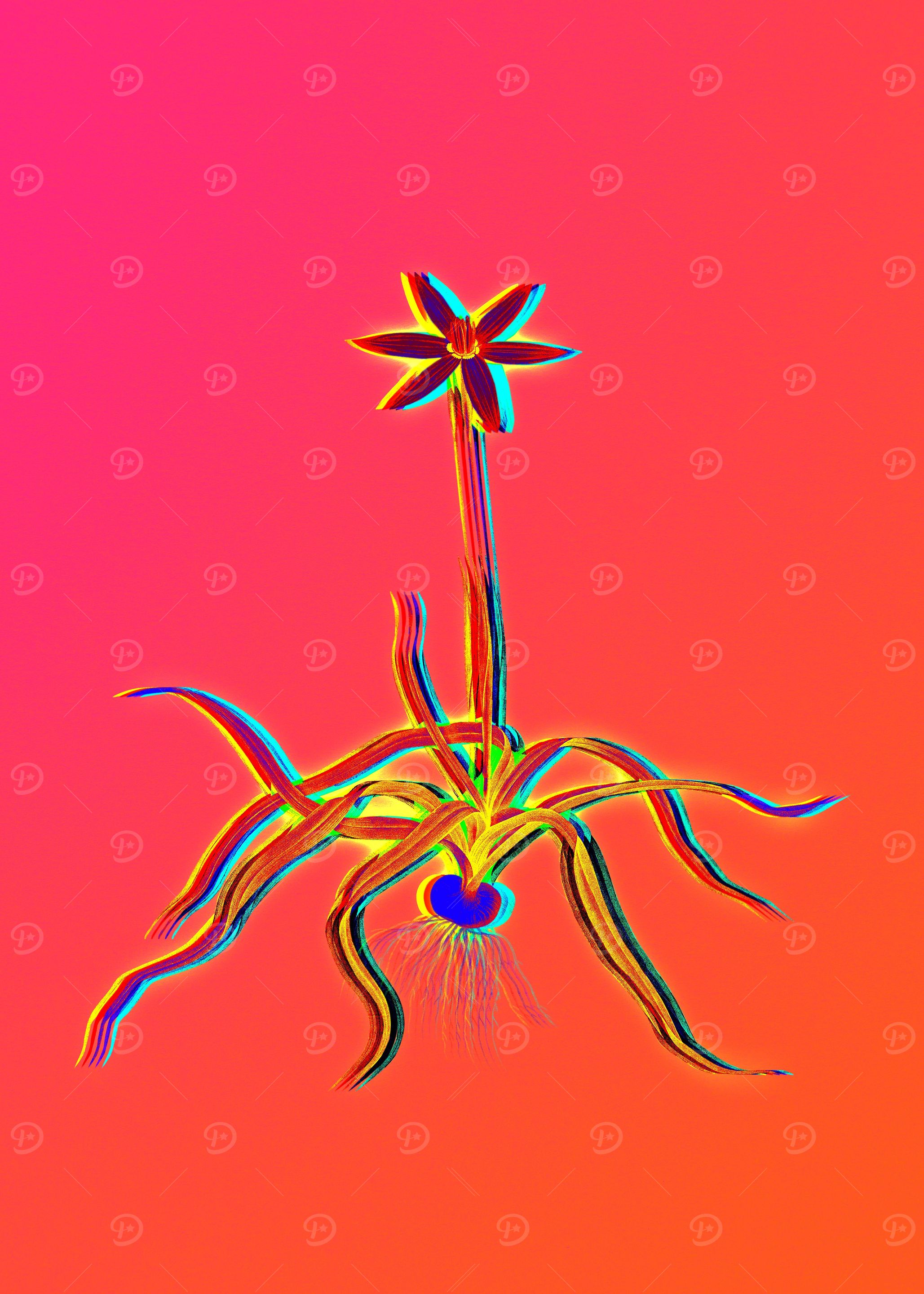 Neon Botanical Drawing