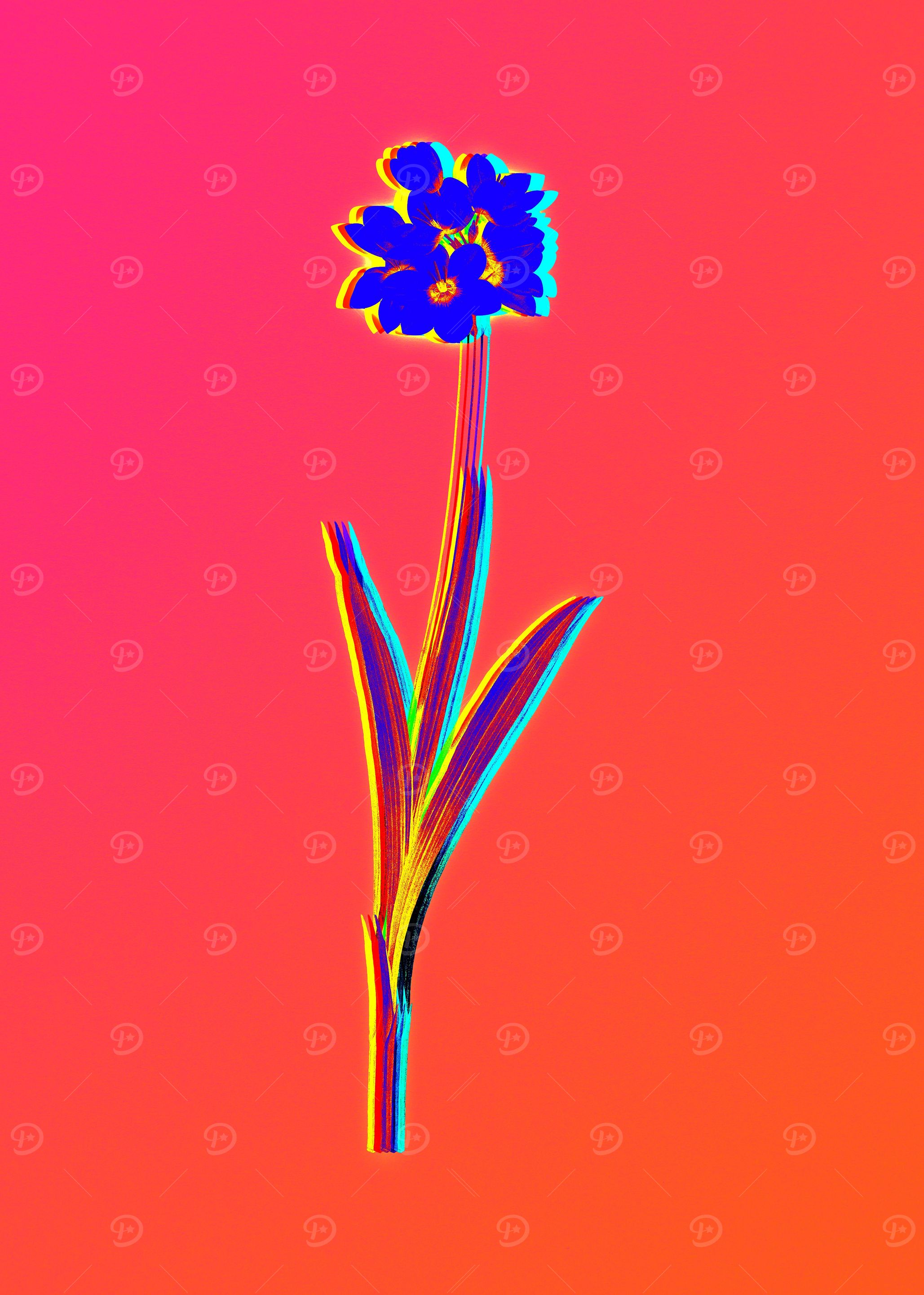 Neon Blue Flower Painting