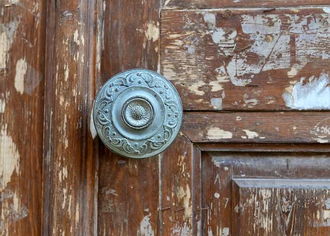 wood door metal handle