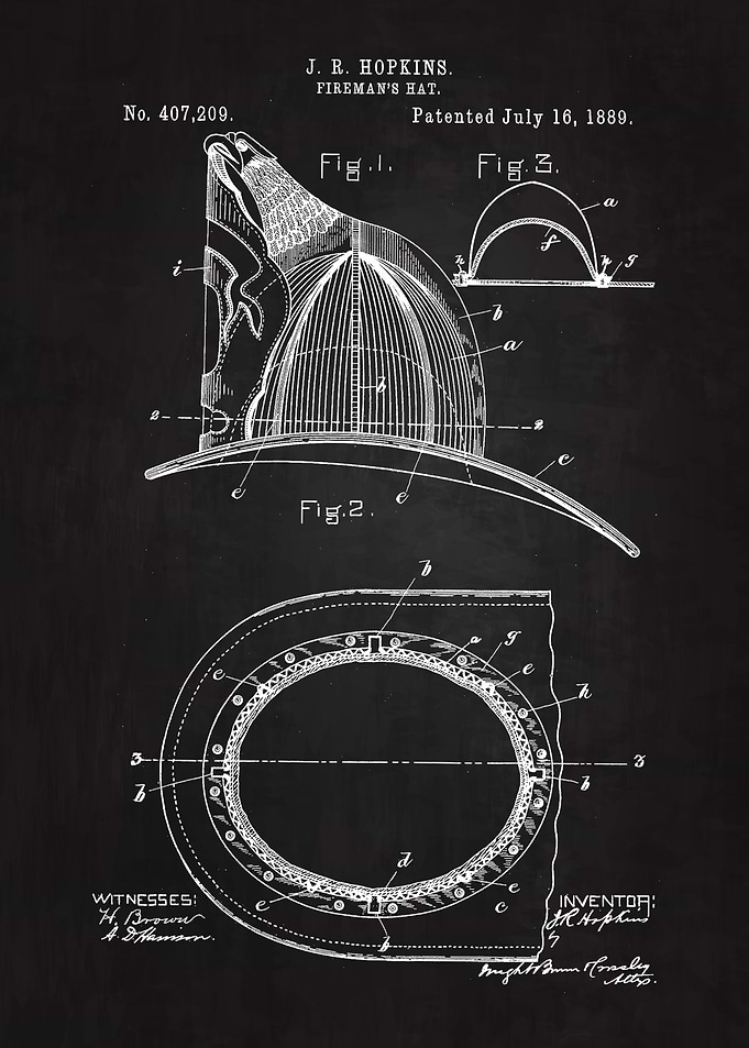 1889 Fireman Helmet Patent