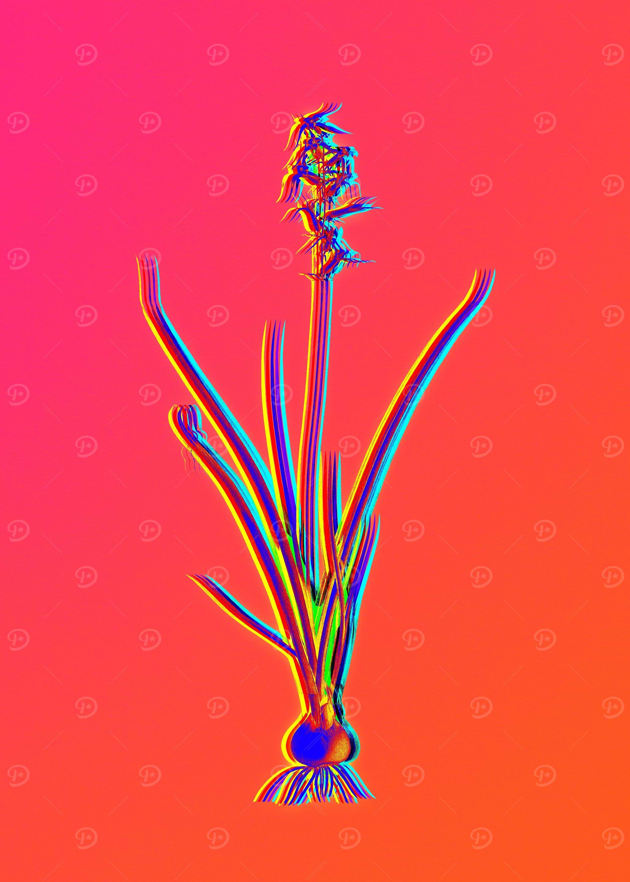 Neon Botanical Drawing