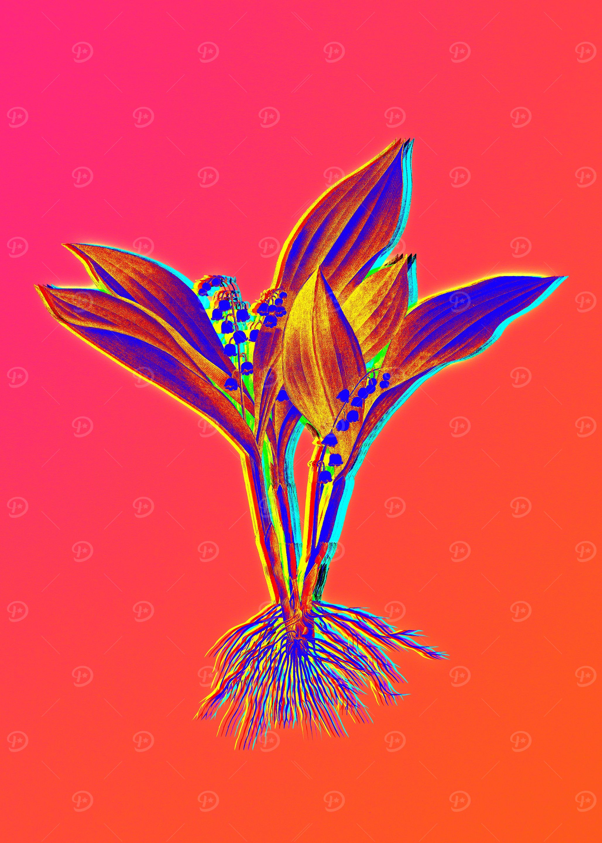 Pink Neon Blue Botanical