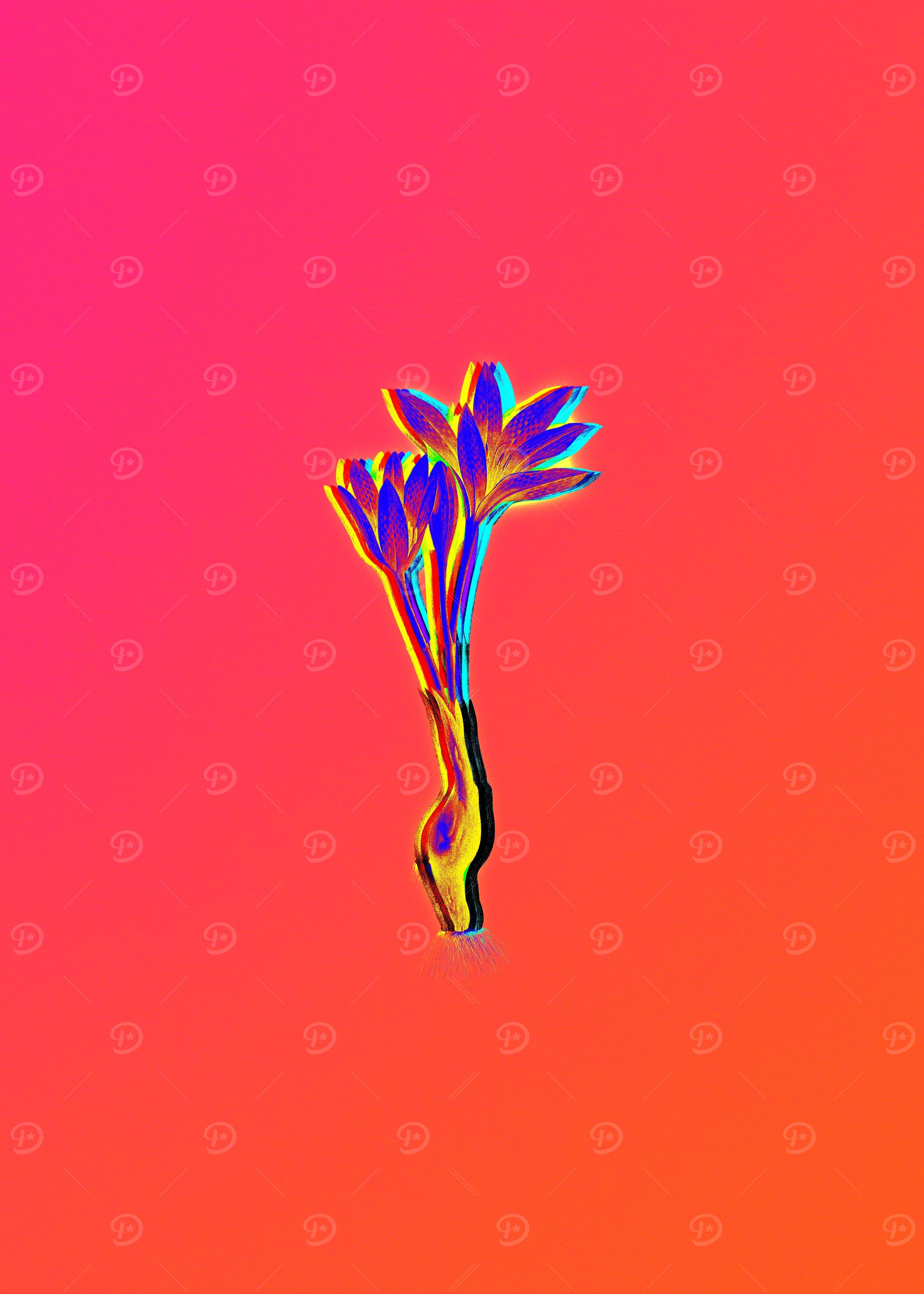 Neon Botanical Drawing