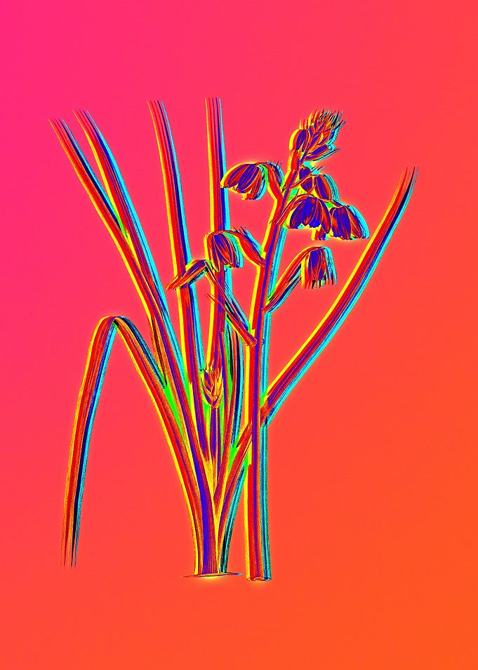 Blue Neon Flower Artwork