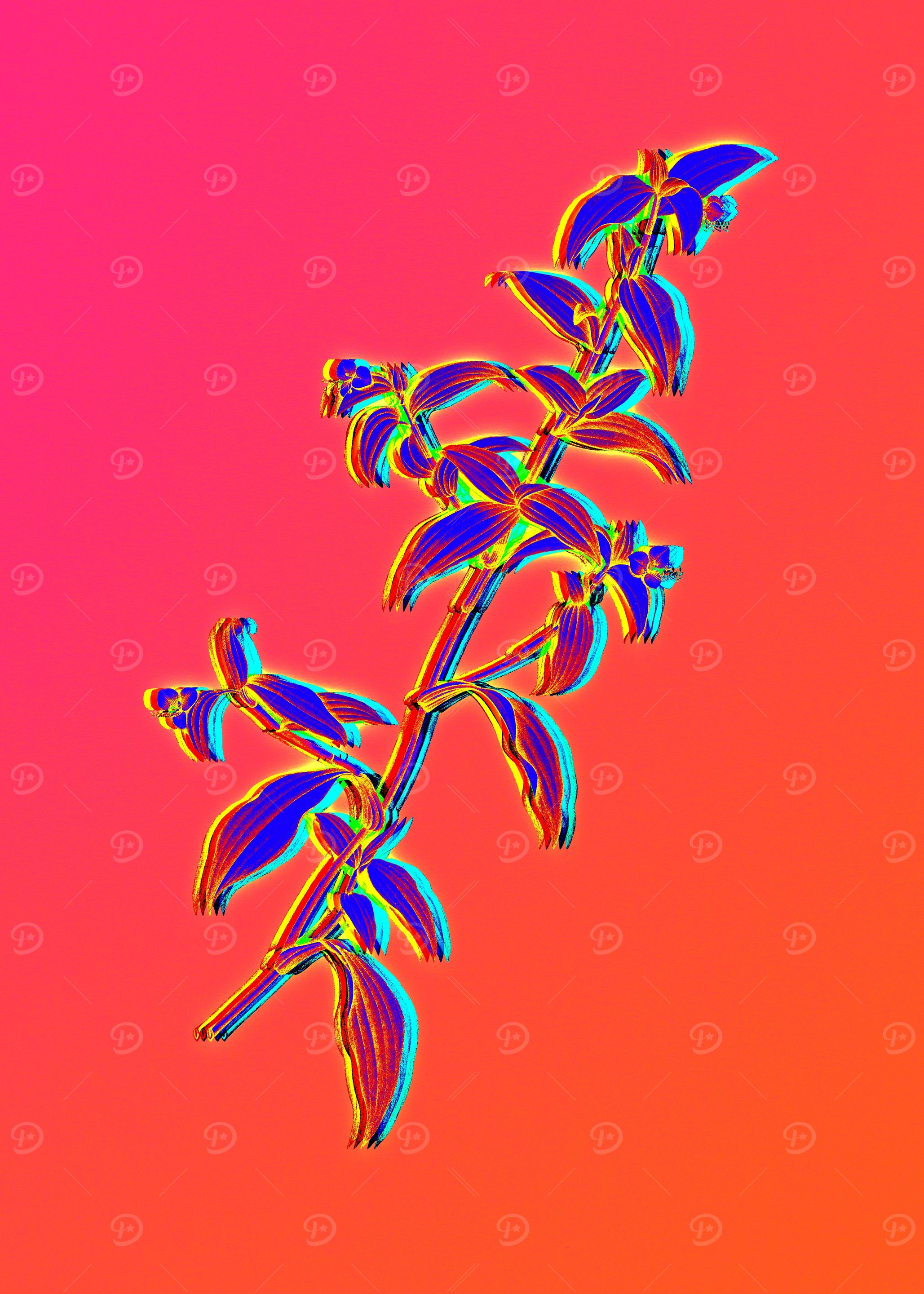 Neon Botanical Drawing