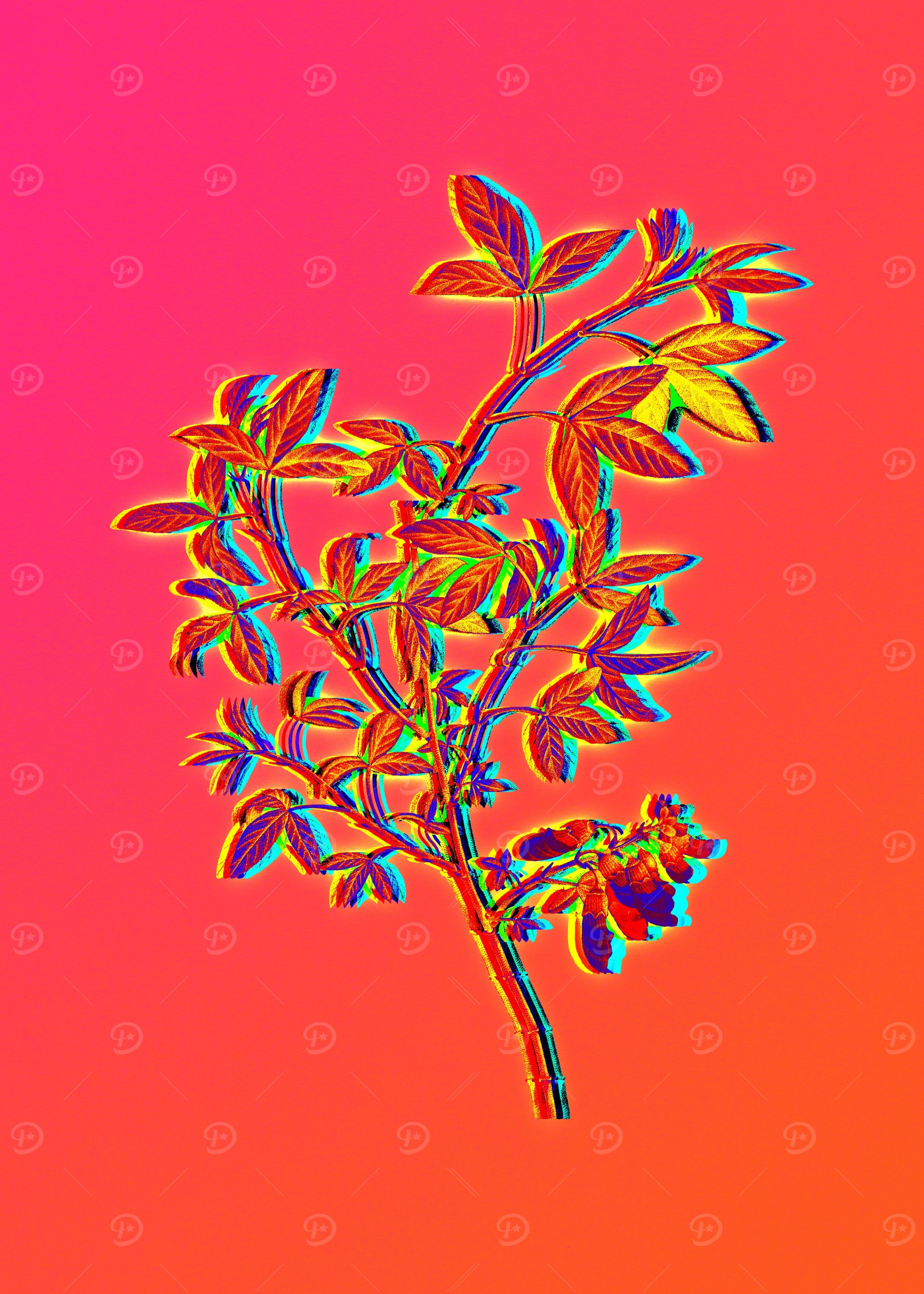 Neon Botanical Drawings