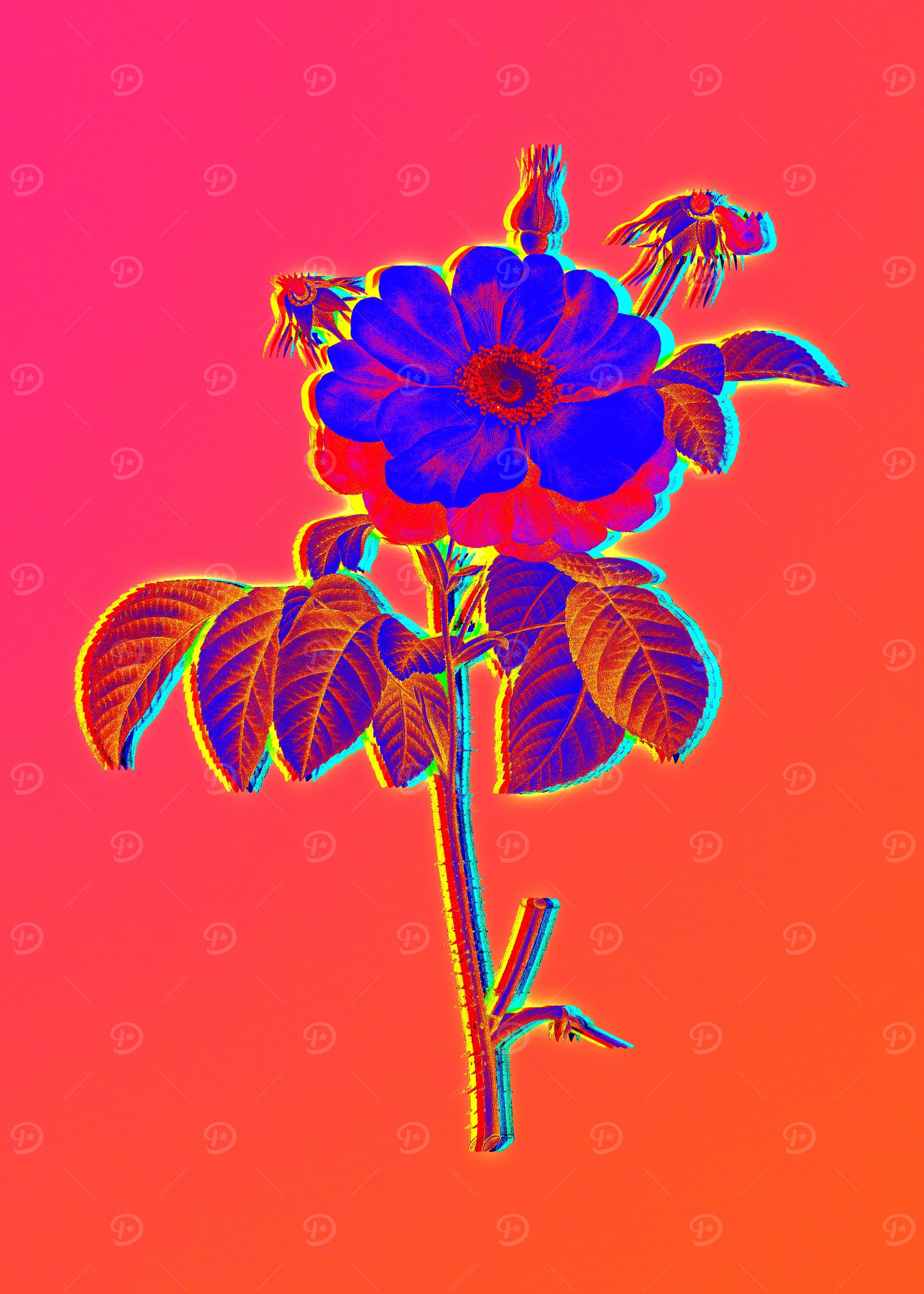 Pink Neon Rose Painting