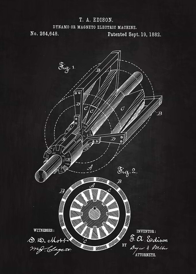 Edison Dynamo Patent 1882