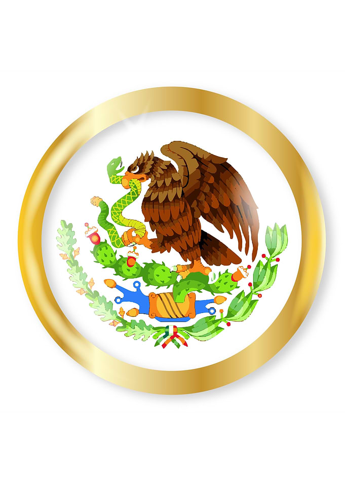 Mexican Flag Emblem Button