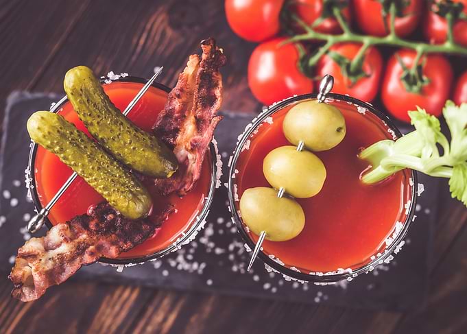 Two glasses of Bloody Mary