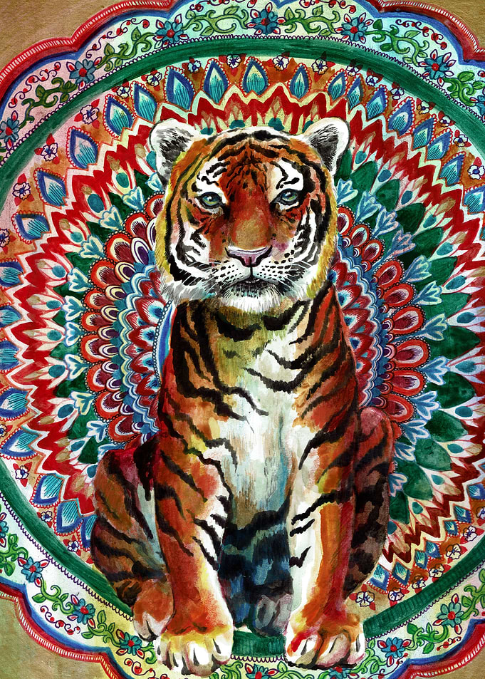 Tiger Watercolor Mandala