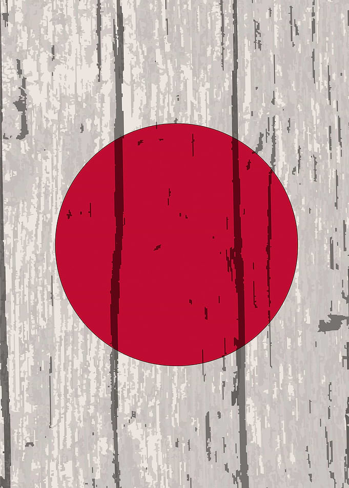 Japanese Flag On Timber