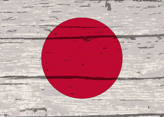 Japanese Flag On Timber