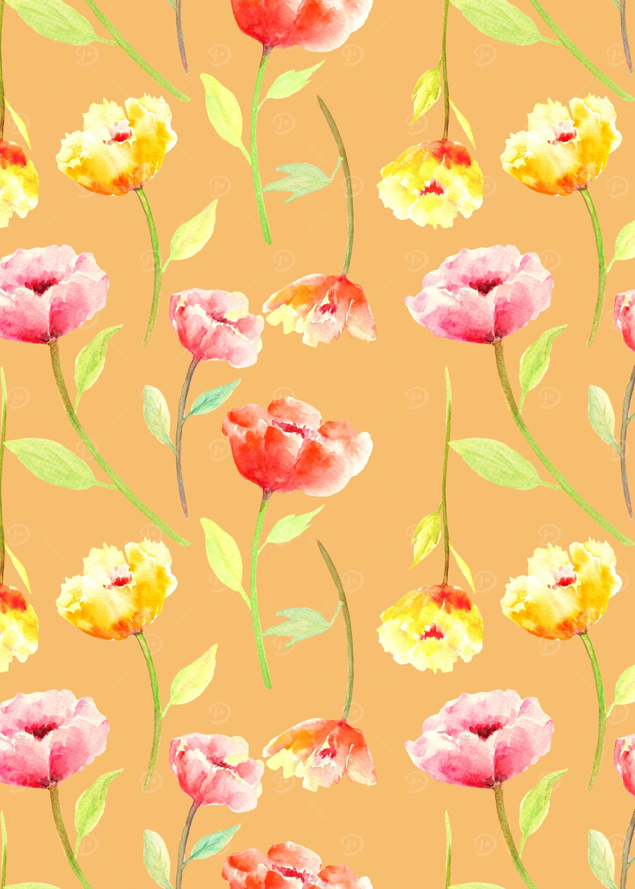 Orange Poppy Pattern 06